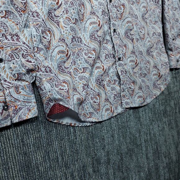 Kilburne & Finch Dress Shirt Mens Size XL White / Red Paisley Cotton Long Sleeve - Picture 5 of 14